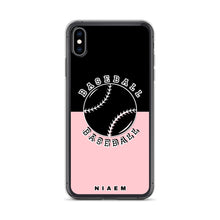 Load image into Gallery viewer, Baseball iPhone Case (Black &amp; Pink 3)