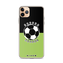 Load image into Gallery viewer, Soccer iPhone Case (Black &amp; Green 3)