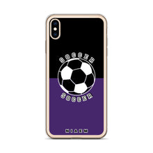 Load image into Gallery viewer, Soccer iPhone Case (Black &amp; Purple)