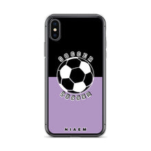 Load image into Gallery viewer, Soccer iPhone Case (Black &amp; Purple 2)