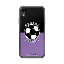 Load image into Gallery viewer, Soccer iPhone Case (Black &amp; Purple 1)