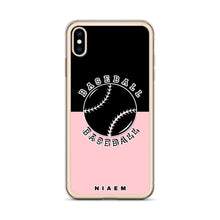Load image into Gallery viewer, Baseball iPhone Case (Black &amp; Pink 3)