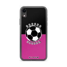 Load image into Gallery viewer, Soccer iPhone Case (Black &amp; Pink)