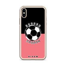 Load image into Gallery viewer, Soccer iPhone Case (Black &amp; Pink 2)