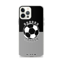 Load image into Gallery viewer, Soccer iPhone Case (Black &amp; Grey 1)
