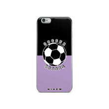 Load image into Gallery viewer, Soccer iPhone Case (Black &amp; Purple 2)