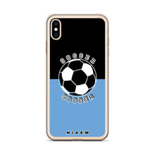 Load image into Gallery viewer, Soccer iPhone Case (Black &amp; Blue 1)