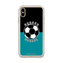 Load image into Gallery viewer, Soccer iPhone Case (Black &amp; Blue 3)