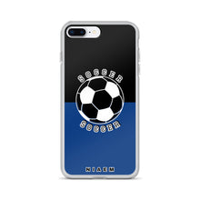 Load image into Gallery viewer, Soccer iPhone Case (Black &amp; Blue 2)