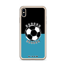 Load image into Gallery viewer, Soccer iPhone Case (Black &amp; Blue)
