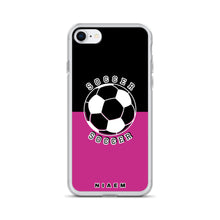 Load image into Gallery viewer, Soccer iPhone Case (Black &amp; Pink)