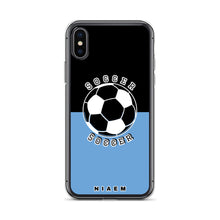 Load image into Gallery viewer, Soccer iPhone Case (Black &amp; Blue 1)