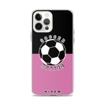 Load image into Gallery viewer, Soccer iPhone Case (Black &amp; Pink 1)