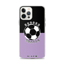 Load image into Gallery viewer, Soccer iPhone Case (Black &amp; Purple 2)