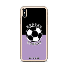 Load image into Gallery viewer, Soccer iPhone Case (Black &amp; Purple 2)