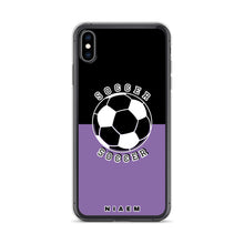 Load image into Gallery viewer, Soccer iPhone Case (Black &amp; Purple 1)