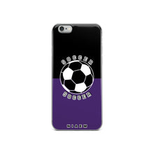 Load image into Gallery viewer, Soccer iPhone Case (Black &amp; Purple)