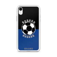 Load image into Gallery viewer, Soccer iPhone Case (Black &amp; Blue 2)