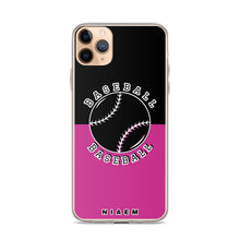 Load image into Gallery viewer, Baseball iPhone Case (Black &amp; Pink)