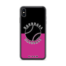 Load image into Gallery viewer, Baseball iPhone Case (Black &amp; Pink)