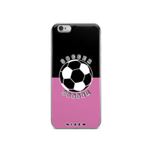 Load image into Gallery viewer, Soccer iPhone Case (Black &amp; Pink 1)