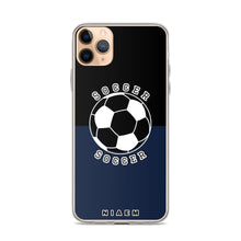 Load image into Gallery viewer, Soccer iPhone Case (Black &amp; Navy)