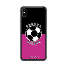 Load image into Gallery viewer, Soccer iPhone Case (Black &amp; Pink)
