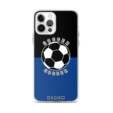 Load image into Gallery viewer, Soccer iPhone Case (Black &amp; Blue 2)