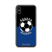 Load image into Gallery viewer, Soccer iPhone Case (Black &amp; Blue 2)