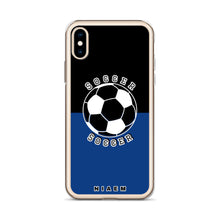Load image into Gallery viewer, Soccer iPhone Case (Black &amp; Blue 2)
