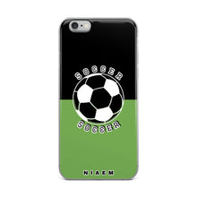 Load image into Gallery viewer, Soccer iPhone Case (Black &amp; Green)