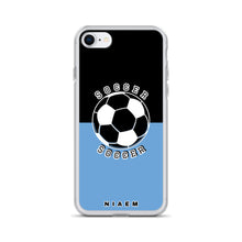 Load image into Gallery viewer, Soccer iPhone Case (Black &amp; Blue 1)