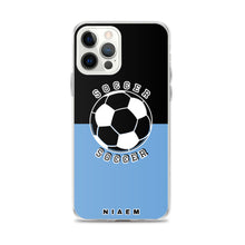 Load image into Gallery viewer, Soccer iPhone Case (Black &amp; Blue 1)