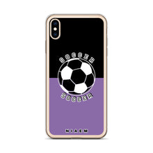 Load image into Gallery viewer, Soccer iPhone Case (Black &amp; Purple 1)