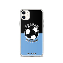 Load image into Gallery viewer, Soccer iPhone Case (Black &amp; Blue 1)