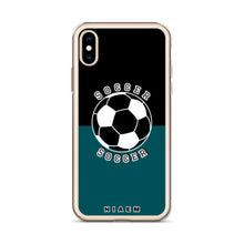 Load image into Gallery viewer, Soccer iPhone Case (Black &amp; Blue 4)