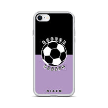 Load image into Gallery viewer, Soccer iPhone Case (Black &amp; Purple 2)