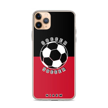 Load image into Gallery viewer, Soccer iPhone Case (Black &amp; Red)