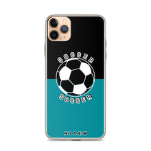 Load image into Gallery viewer, Soccer iPhone Case (Black &amp; Blue 3)