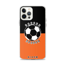 Load image into Gallery viewer, Soccer iPhone Case (Black &amp; Orange)