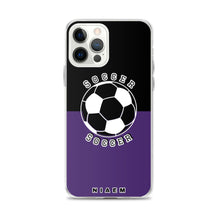 Load image into Gallery viewer, Soccer iPhone Case (Black &amp; Purple)