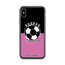Load image into Gallery viewer, Soccer iPhone Case (Black &amp; Pink 1)