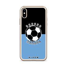 Load image into Gallery viewer, Soccer iPhone Case (Black &amp; Blue 1)