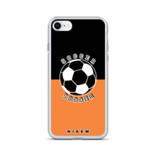 Load image into Gallery viewer, Soccer iPhone Case (Black &amp; Orange 1)