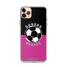 Load image into Gallery viewer, Soccer iPhone Case (Black &amp; Pink)