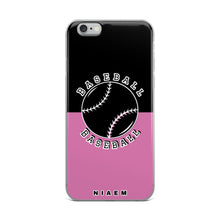Load image into Gallery viewer, Baseball iPhone Case (Black &amp; Pink 1)