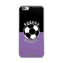 Load image into Gallery viewer, Soccer iPhone Case (Black &amp; Purple 1)