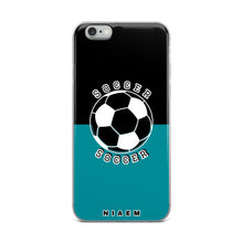 Load image into Gallery viewer, Soccer iPhone Case (Black &amp; Blue 3)