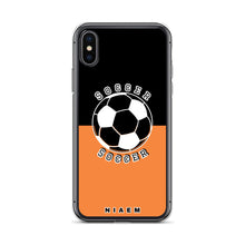 Load image into Gallery viewer, Soccer iPhone Case (Black &amp; Orange 1)