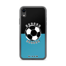 Load image into Gallery viewer, Soccer iPhone Case (Black &amp; Blue)